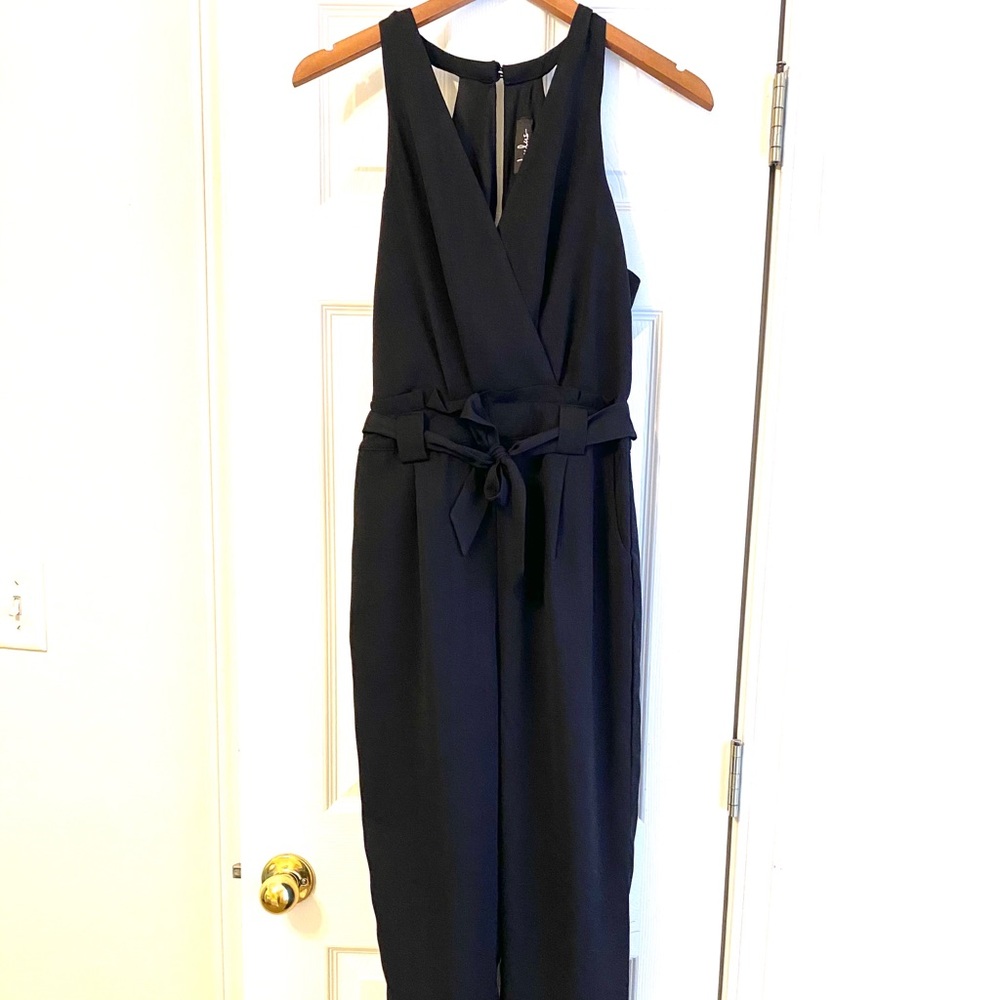 Lulu’s Black Surplice Sleeveless Jumpsuit